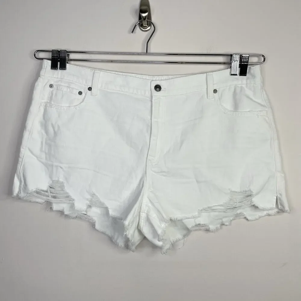 Aerie Daydream Distressed Comfy Denim Jean Shorts cutoffs White plus XXL 20